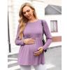 Ekouaer Womens Maternity Tops Long Sleeve Pregnancy Tunic Blouses Crew Neck Ribbed Shirts Pregnant Clothes(Light Purple)