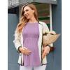 Ekouaer Womens Maternity Tops Long Sleeve Pregnancy Tunic Blouses Crew Neck Ribbed Shirts Pregnant Clothes(Light Purple)