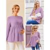 Ekouaer Womens Maternity Tops Long Sleeve Pregnancy Tunic Blouses Crew Neck Ribbed Shirts Pregnant Clothes(Light Purple)
