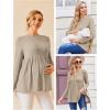 Ekouaer Womens Maternity Tops Long Sleeve Pregnancy Tunic Blouses Crew Neck Ribbed Shirts Pregnant Clothes(Mocha Brown)