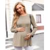 Ekouaer Womens Maternity Tops Long Sleeve Pregnancy Tunic Blouses Crew Neck Ribbed Shirts Pregnant Clothes(Mocha Brown)