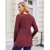 Ekouaer Womens Maternity Tops Long Sleeve Pregnancy Tunic Blouses Crew Neck Ribbed Shirts Pregnant Clothes(Wine Red)