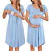 Ekouaer Nursing Nightgown Labor and Delivery Gown Hospital Breastfeeding Dress for Women Short Sleeve Maternity Sleepwear(Blue)