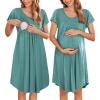 Ekouaer Nursing Nightgown Labor and Delivery Gown Hospital Breastfeeding Dress for Women Short Sleeve Maternity Sleepwear(Mint Green)