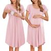 Ekouaer Nursing Nightgown Labor and Delivery Gown Hospital Breastfeeding Dress for Women Short Sleeve Maternity Sleepwear(Pink)