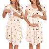 Ekouaer Nursing Nightgown Labor and Delivery Gown Hospital Breastfeeding Dress for Women Short Sleeve Maternity Sleepwear(Yellow Teddy Bear)