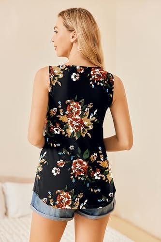 imageEkouaer Womens Maternity Nursing Tank Tops Sleeveless Breastfeeding Shirts Double Layer Summer Pregnancy ClothesBlack Flower