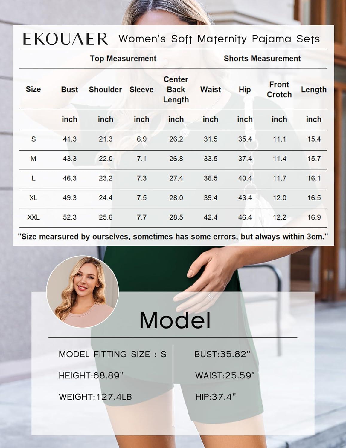 imageEkouaer Womens Maternity Pajamas Sets 2 Piece Outfits Short Sleeve Shirts and Biker Shorts Pregnancy Loungewear Mama ClothesGreen