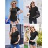 Ekouaer 3 Pack Women Soft Maternity Shirts Ribbed Knit Pregnancy Tops Curved Hem Postpartum Tees Short Sleeve Pregnant Tshirt(Black/Army Green/Dark Red)