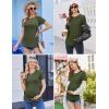Ekouaer 3 Pack Women Soft Maternity Shirts Ribbed Knit Pregnancy Tops Curved Hem Postpartum Tees Short Sleeve Pregnant Tshirt(Black/Army Green/Dark Red)