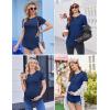 Ekouaer 3 Pack Women Soft Maternity Shirts Ribbed Knit Pregnancy Tops Curved Hem Postpartum Tees Short Sleeve Pregnant Tshirt(Black/Green/Navy Blue)