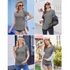 Ekouaer 3 Pack Women Soft Maternity Shirts Ribbed Knit Pregnancy Tops Curved Hem Postpartum Tees Short Sleeve Pregnant Tshirt(Black/Light Grey/Dirty Pink)