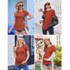 Ekouaer 3 Pack Women Soft Maternity Shirts Ribbed Knit Pregnancy Tops Curved Hem Postpartum Tees Short Sleeve Pregnant Tshirt(Caramel/Army Green/Dark Red)