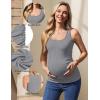 Ekouaer 4 Pack Maternity Tank Tops Ribbed Summer Pregnancy Shirts Ruch Side Tops Casual Square Neck Postpartum Clothes S-2XL(Black/Dark Grey/Light Grey/White)