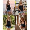 Ekouaer 4 Pack Maternity Tank Tops Ribbed Summer Pregnancy Shirts Ruch Side Tops Casual Square Neck Postpartum Clothes S-2XL(Black/Dark Red/Navy Blue/White)