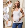 Ekouaer 4 Pack Maternity Tank Tops Ribbed Summer Pregnancy Shirts Ruch Side Tops Casual Square Neck Postpartum Clothes S-2XL(Black/Dark Red/Navy Blue/White)