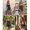 Ekouaer 4 Pack Maternity Tank Tops Ribbed Summer Pregnancy Shirts Ruch Side Tops Casual Square Neck Postpartum Clothes S-2XL(Black/Light Blue/Dark Grey/White)