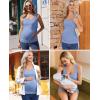 Ekouaer 4 Pack Maternity Tank Tops Ribbed Summer Pregnancy Shirts Ruch Side Tops Casual Square Neck Postpartum Clothes S-2XL(Black/Light Blue/Dark Grey/White)