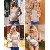 Ekouaer 4 Pack Maternity Tank Tops Ribbed Summer Pregnancy Shirts Ruch Side Tops Casual Square Neck Postpartum Clothes S-2XL(Black/Light Khaki/Dark Red/Navy Blue)