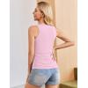 Ekouaer 4 Pack Maternity Tank Tops Ribbed Summer Pregnancy Shirts Ruch Side Tops Casual Square Neck Postpartum Clothes S-2XL(Black/Light Khaki/Pink/White)