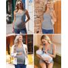 Ekouaer 4 Pack Maternity Tank Tops Ribbed Summer Pregnancy Shirts Ruch Side Tops Casual Square Neck Postpartum Clothes S-2XL(Black/Olive Green/Light Grey/White)