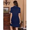 Ekouaer Button Down Nursing Nightgown V Neck Breastfeeding Dress Short Sleeve Classic Maternity Pajamas(Navy Blue)