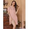 Ekouaer Button Down Nursing Nightgown V Neck Breastfeeding Dress Short Sleeve Classic Maternity Pajamas(Pink)