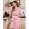 Ekouaer Button Down Nursing Nightgown V Neck Breastfeeding Dress Short Sleeve Classic Maternity Pajamas(Pink Teddy Bear)