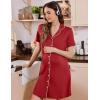 Ekouaer Button Down Nursing Nightgown V Neck Breastfeeding Dress Short Sleeve Classic Maternity Pajamas(Wine Red)