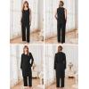 Ekouaer Maternity Nursing Robe Set 3 Pieces Sleeveless Top, Pregnancy Pants & Robe Double Layer Pajamas S-XXL(Black)