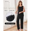 Ekouaer Maternity Nursing Robe Set 3 Pieces Sleeveless Top, Pregnancy Pants & Robe Double Layer Pajamas S-XXL(Black)