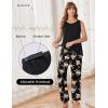 Ekouaer Maternity Nursing Robe Set 3 Pieces Sleeveless Top, Pregnancy Pants & Robe Double Layer Pajamas S-XXL(Black Print)