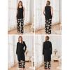 Ekouaer Maternity Nursing Robe Set 3 Pieces Sleeveless Top, Pregnancy Pants & Robe Double Layer Pajamas S-XXL(Black Print)