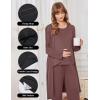 Ekouaer Maternity Nursing Robe Set 3 Pieces Sleeveless Top, Pregnancy Pants & Robe Double Layer Pajamas S-XXL(Brown)