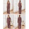 Ekouaer Maternity Nursing Robe Set 3 Pieces Sleeveless Top, Pregnancy Pants & Robe Double Layer Pajamas S-XXL(Brown)