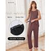 Ekouaer Maternity Nursing Robe Set 3 Pieces Sleeveless Top, Pregnancy Pants & Robe Double Layer Pajamas S-XXL(Brown)