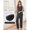 Ekouaer Maternity Nursing Robe Set 3 Pieces Sleeveless Top, Pregnancy Pants & Robe Double Layer Pajamas S-XXL(Dark Gray)