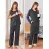 Ekouaer Maternity Nursing Robe Set 3 Pieces Sleeveless Top, Pregnancy Pants & Robe Double Layer Pajamas S-XXL(Dark Gray)