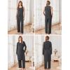 Ekouaer Maternity Nursing Robe Set 3 Pieces Sleeveless Top, Pregnancy Pants & Robe Double Layer Pajamas S-XXL(Dark Gray)