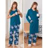 Ekouaer Maternity Nursing Robe Set 3 Pieces Sleeveless Top, Pregnancy Pants & Robe Double Layer Pajamas S-XXL(Lake Blue)