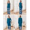Ekouaer Maternity Nursing Robe Set 3 Pieces Sleeveless Top, Pregnancy Pants & Robe Double Layer Pajamas S-XXL(Lake Blue)