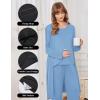 Ekouaer Maternity Nursing Robe Set 3 Pieces Sleeveless Top, Pregnancy Pants & Robe Double Layer Pajamas S-XXL(Light Blue)