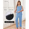 Ekouaer Maternity Nursing Robe Set 3 Pieces Sleeveless Top, Pregnancy Pants & Robe Double Layer Pajamas S-XXL(Light Blue)