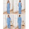 Ekouaer Maternity Nursing Robe Set 3 Pieces Sleeveless Top, Pregnancy Pants & Robe Double Layer Pajamas S-XXL(Light Blue)