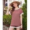 Ekouaer Maternity Pajamas 2 Piece Outfits Waffle Knit Short Sleeve Tops and Shorts Loungewear Set Pregnancy Clothes(Burgundy)