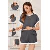 Ekouaer Maternity Pajamas 2 Piece Outfits Waffle Knit Short Sleeve Tops and Shorts Loungewear Set Pregnancy Clothes(Dark Grey)