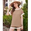 Ekouaer Maternity Pajamas 2 Piece Outfits Waffle Knit Short Sleeve Tops and Shorts Loungewear Set Pregnancy Clothes(Light Khaki)