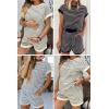 Ekouaer Maternity Pajamas 2 Piece Outfits Waffle Knit Short Sleeve Tops and Shorts Loungewear Set Pregnancy Clothes(Pink Print)