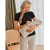 Ekouaer Maternity Shirts Womens 3 Packs Short Sleeve Ribbed Pregnancy Tops Side Ruched Crew Neck Tunic Mama Clothes S-XXL(3pcs Black/ Burgundy Red/ Army Green)