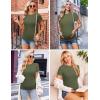 Ekouaer Maternity Shirts Womens 3 Packs Short Sleeve Ribbed Pregnancy Tops Side Ruched Crew Neck Tunic Mama Clothes S-XXL(3pcs Black/ Burgundy Red/ Army Green)